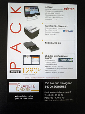 Flyer promotionnel Planète Caisse verso